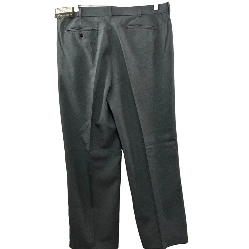 Montique Dress Pants Mens 38 Gray Pleated Front Straight Leg Formal Style New